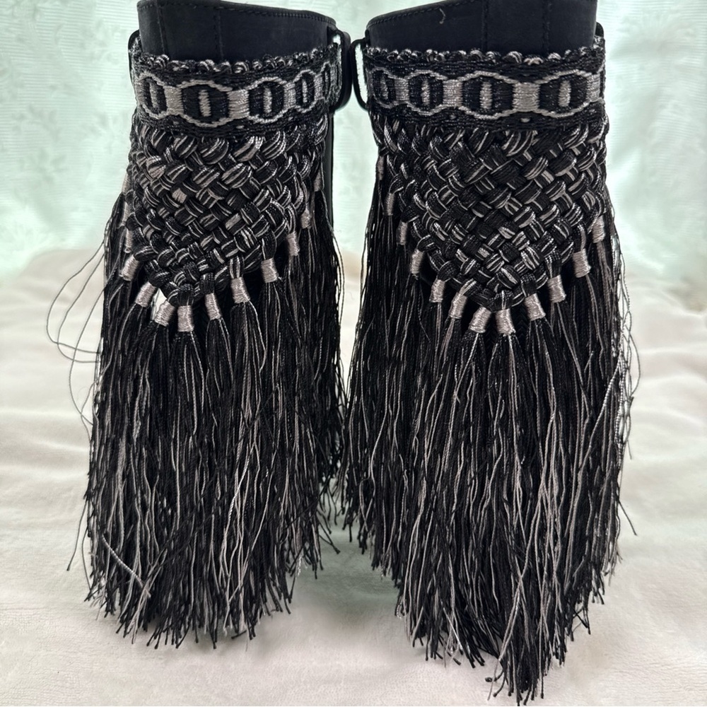 Cobra Society Leather black fringe western heeled boot Size 40 (US 9) Pull On - Picture 6 of 14